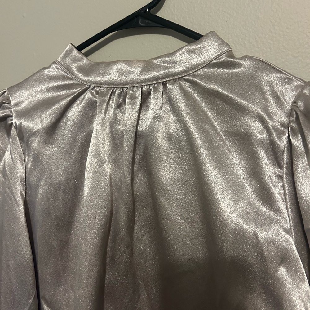 2 long sleeve blouses .Shimmering Silver Blouse